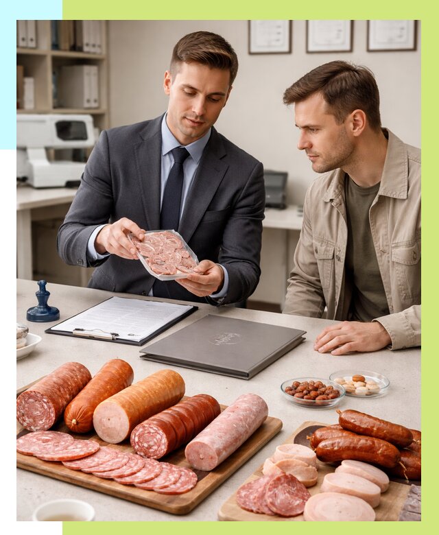 Сертификация колбасных изделий в Нижнеудинске от 7628 р. | Алешин-Нжк